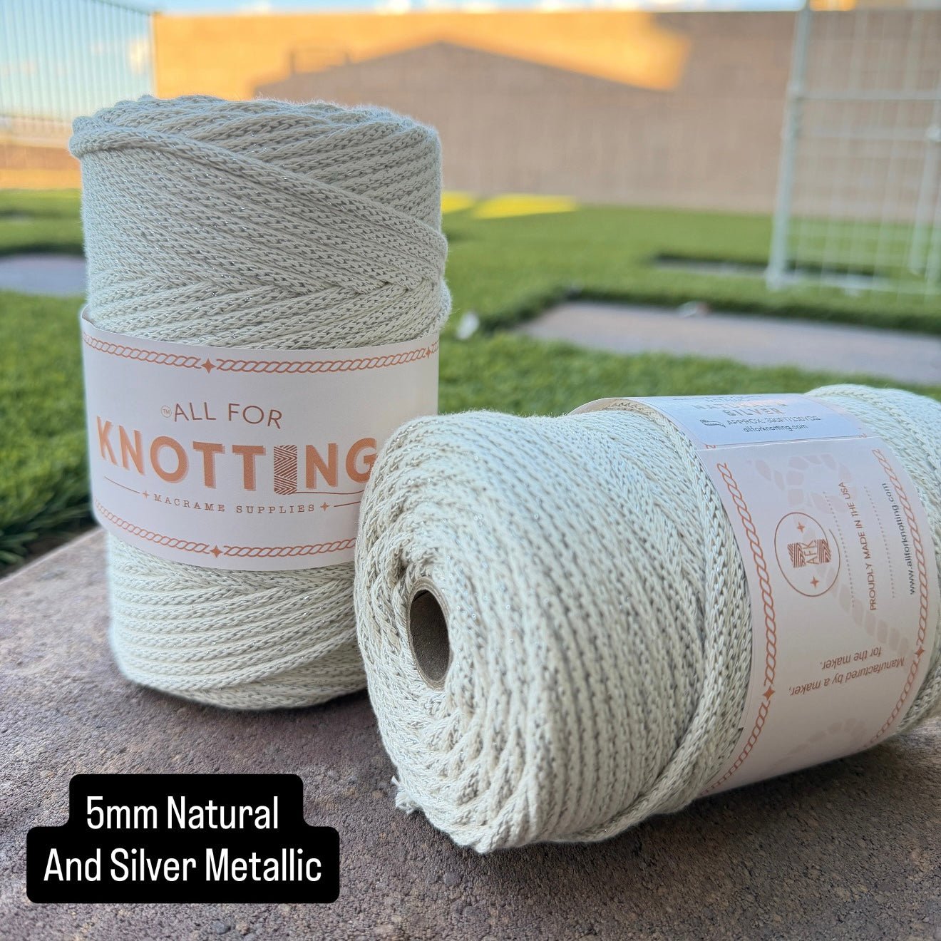 3mm/5mm Metallic Mix Braided Cord , Macrame Braided Cord, Made in the USA - All For Knotting