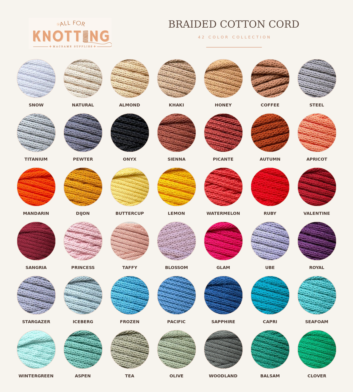 AFK Braided Cord | Macrame Cotton Cord | 42 Beautiful Colors - All For Knotting