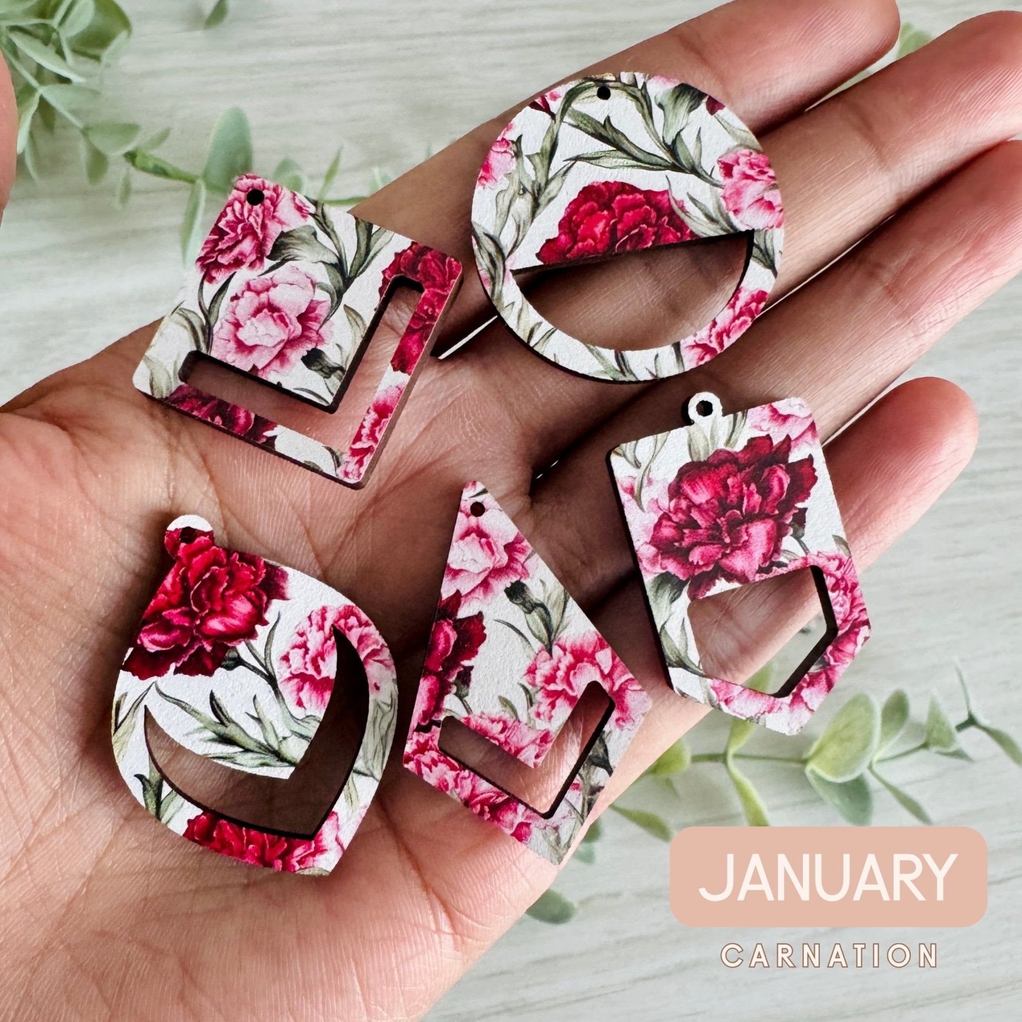 BIRTH MONTH FLOWERS Macrame Earring Blanks | Wooden Earring Blanks - All For Knotting