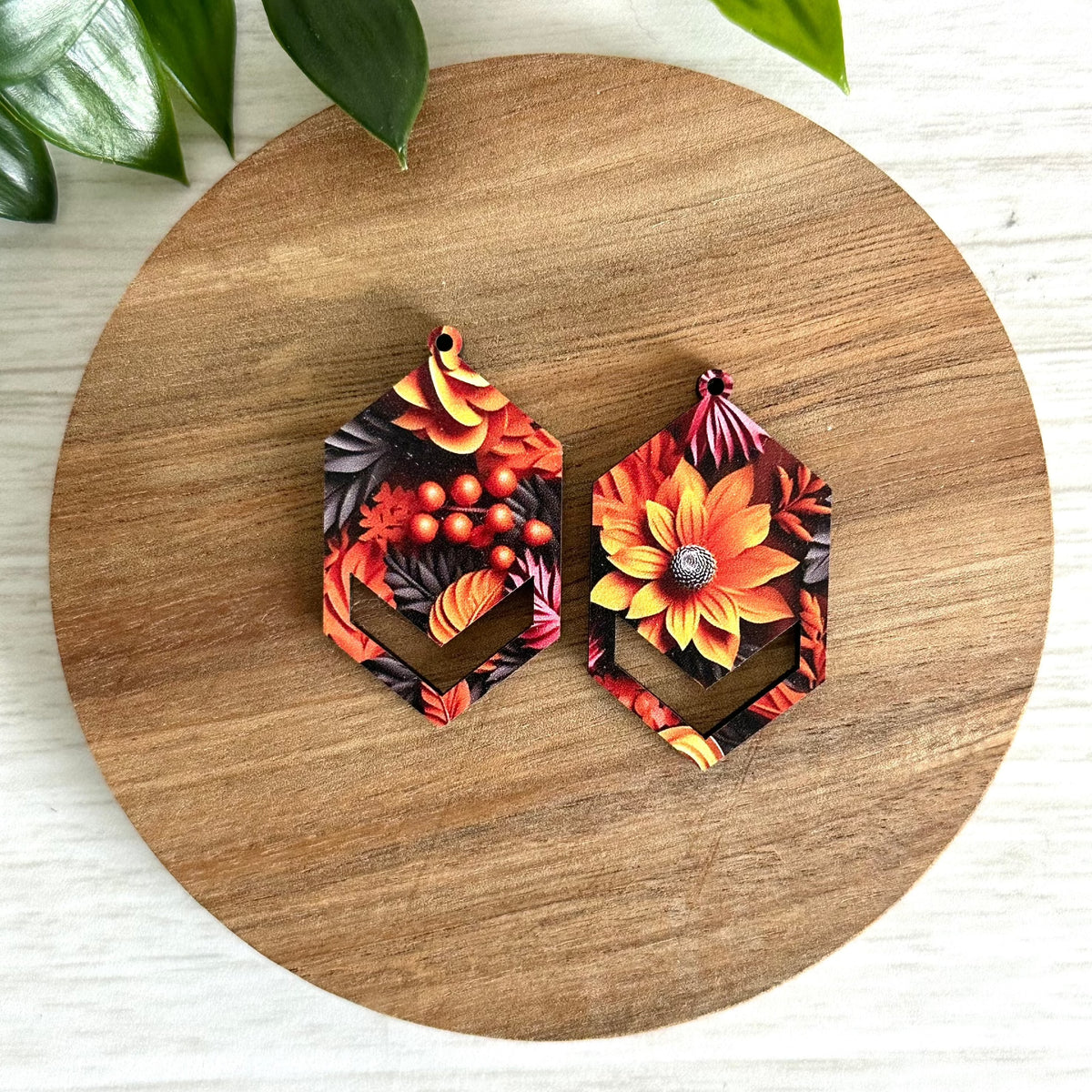 FALL FLORAL 1 PRINTED PATTERN, Macrame Wooden Earring Blanks, All for  Knotting