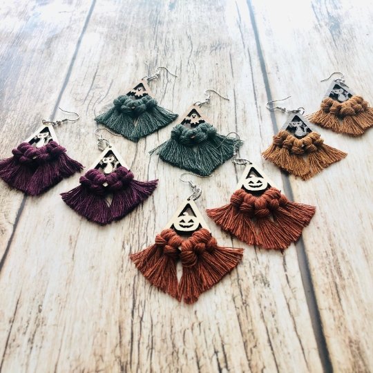 HALLOWEEN ELONGATED DIAMOND | Wooden Earring Blanks - All for Knotting LLC