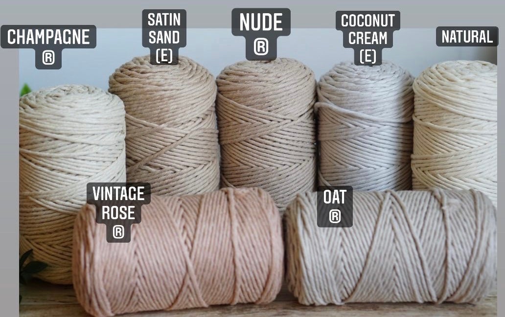 3mm RECYCLED COTTON Single Strand Macrame Cord All For Knotting
