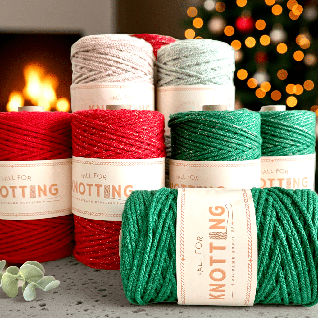 3mm Braided Metallic Christmas Macrame Cord, Made in the USA - All For Knotting