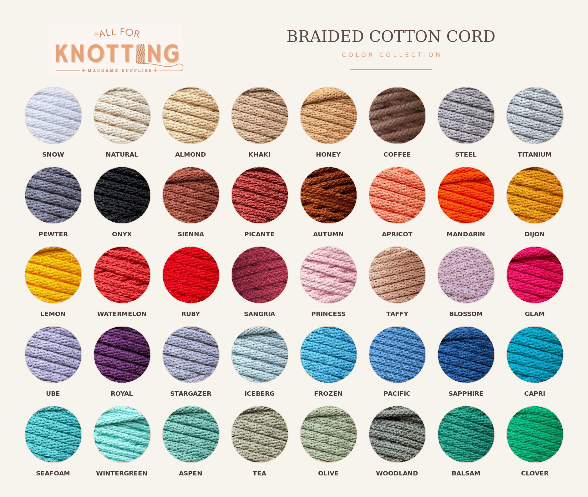 AFK Braided Cord | Macrame Cotton Cord | 40 Beautiful Colors - All For Knotting