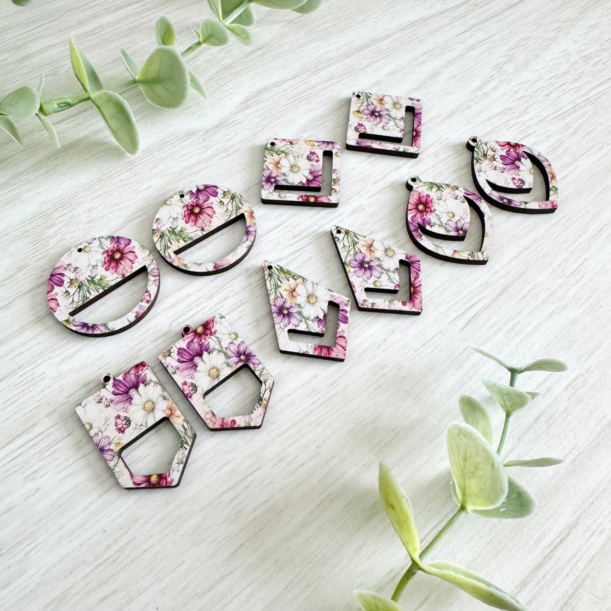 BIRTH MONTH FLOWERS Macrame Earring Blanks | Wooden Earring Blanks - All For Knotting
