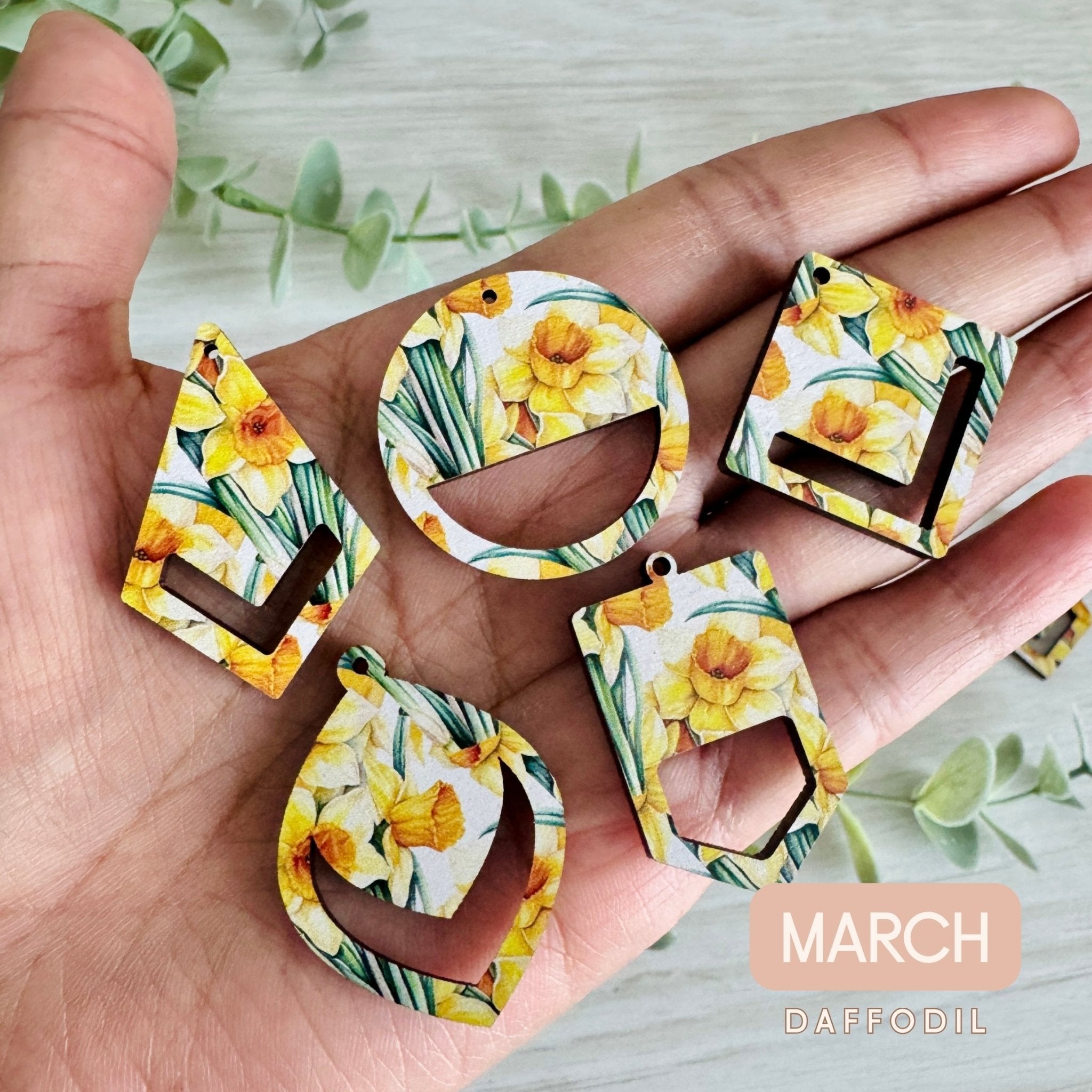 BIRTH MONTH FLOWERS Macrame Earring Blanks | Wooden Earring Blanks - All For Knotting