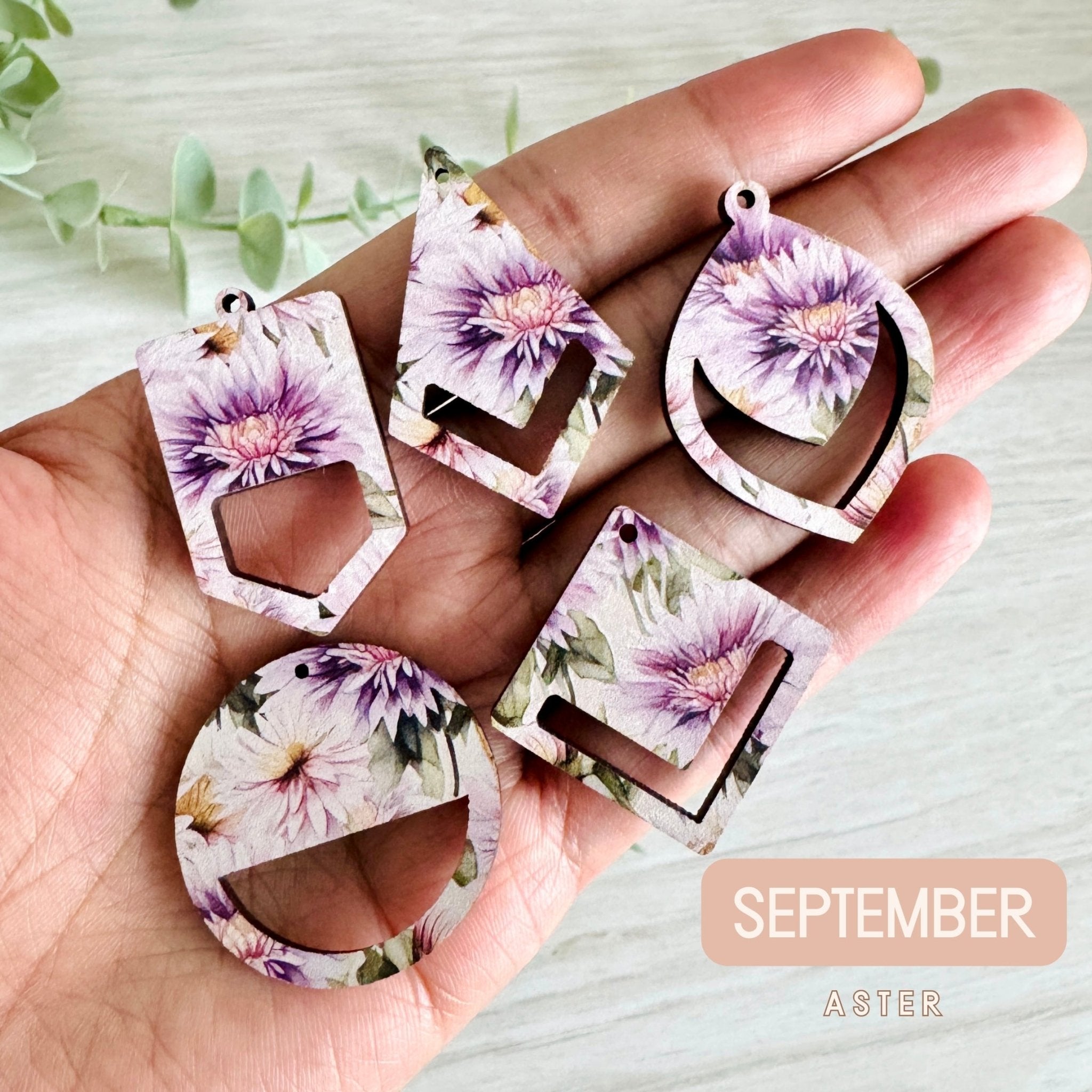 BIRTH MONTH FLOWERS Macrame Earring Blanks | Wooden Earring Blanks - All For Knotting