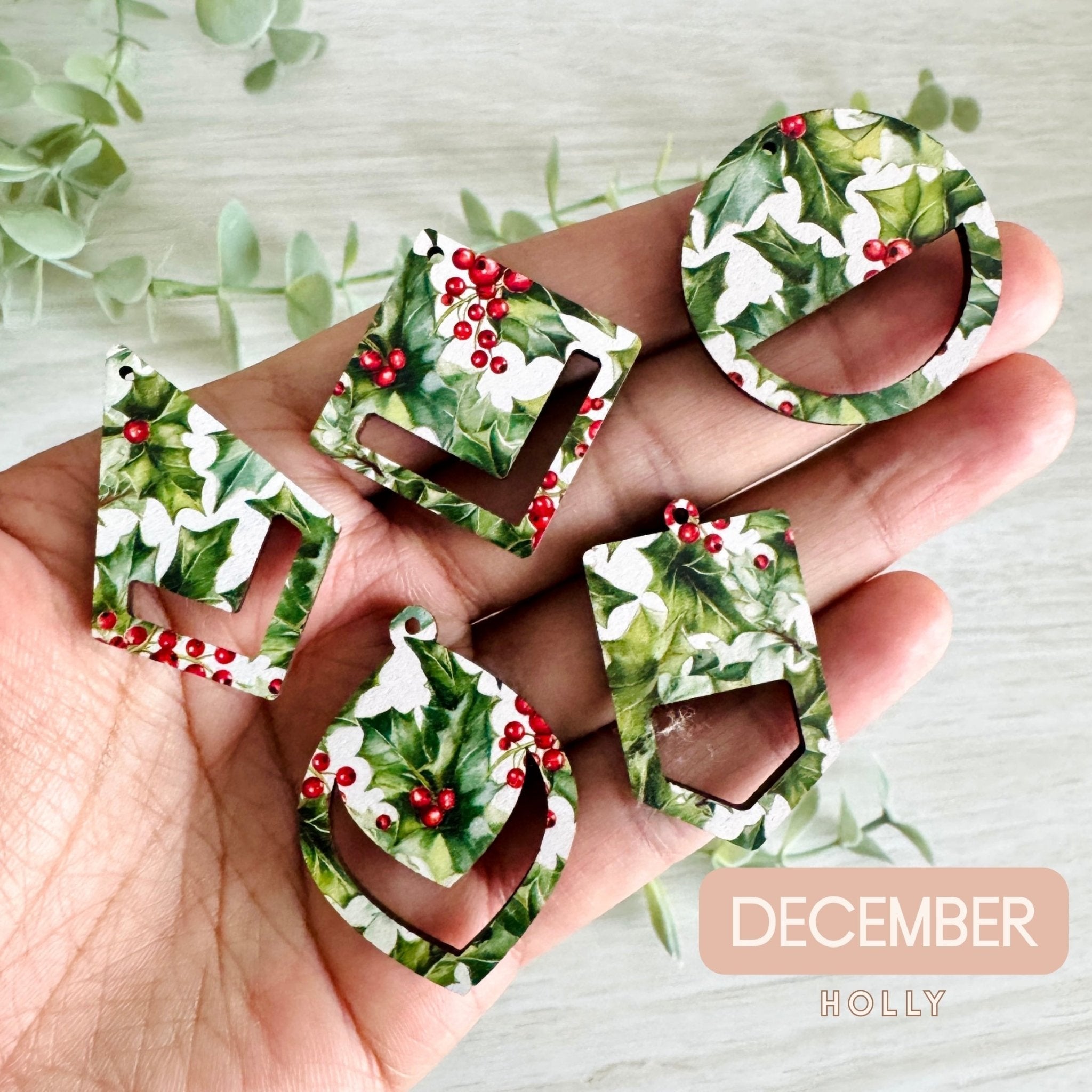 BIRTH MONTH FLOWERS Macrame Earring Blanks | Wooden Earring Blanks - All For Knotting