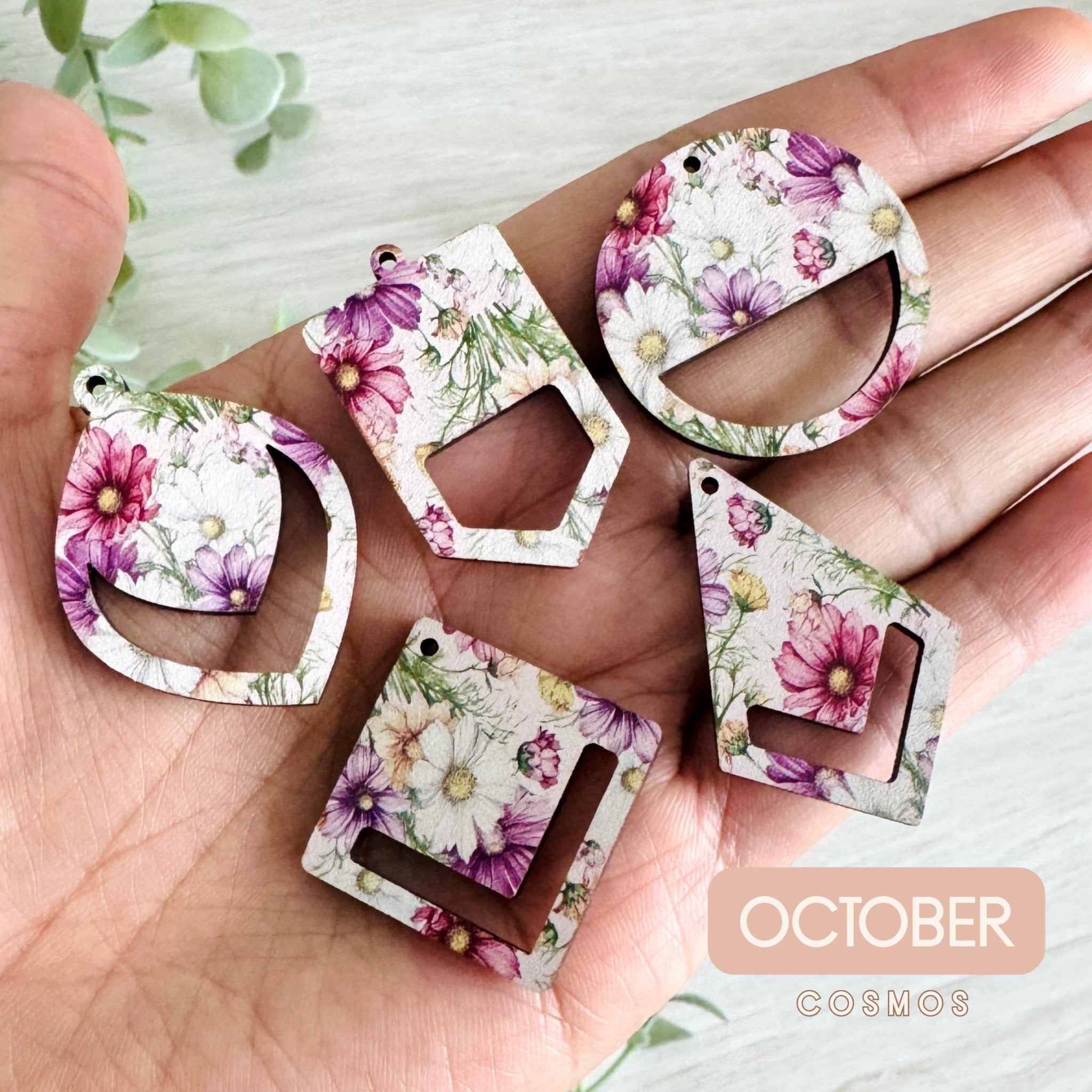 BIRTH MONTH FLOWERS Macrame Earring Blanks | Wooden Earring Blanks - All For Knotting