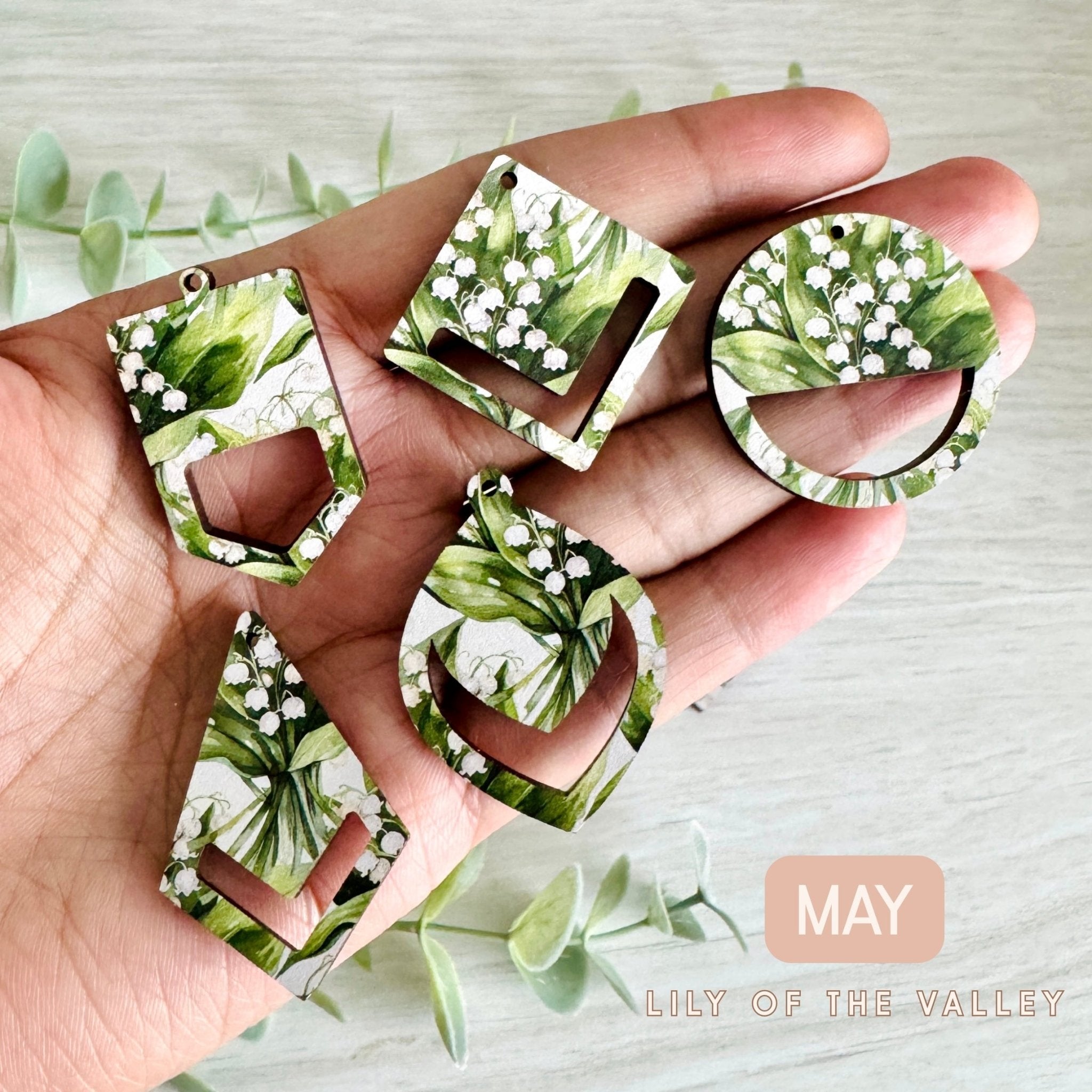 BIRTH MONTH FLOWERS Macrame Earring Blanks | Wooden Earring Blanks - All For Knotting