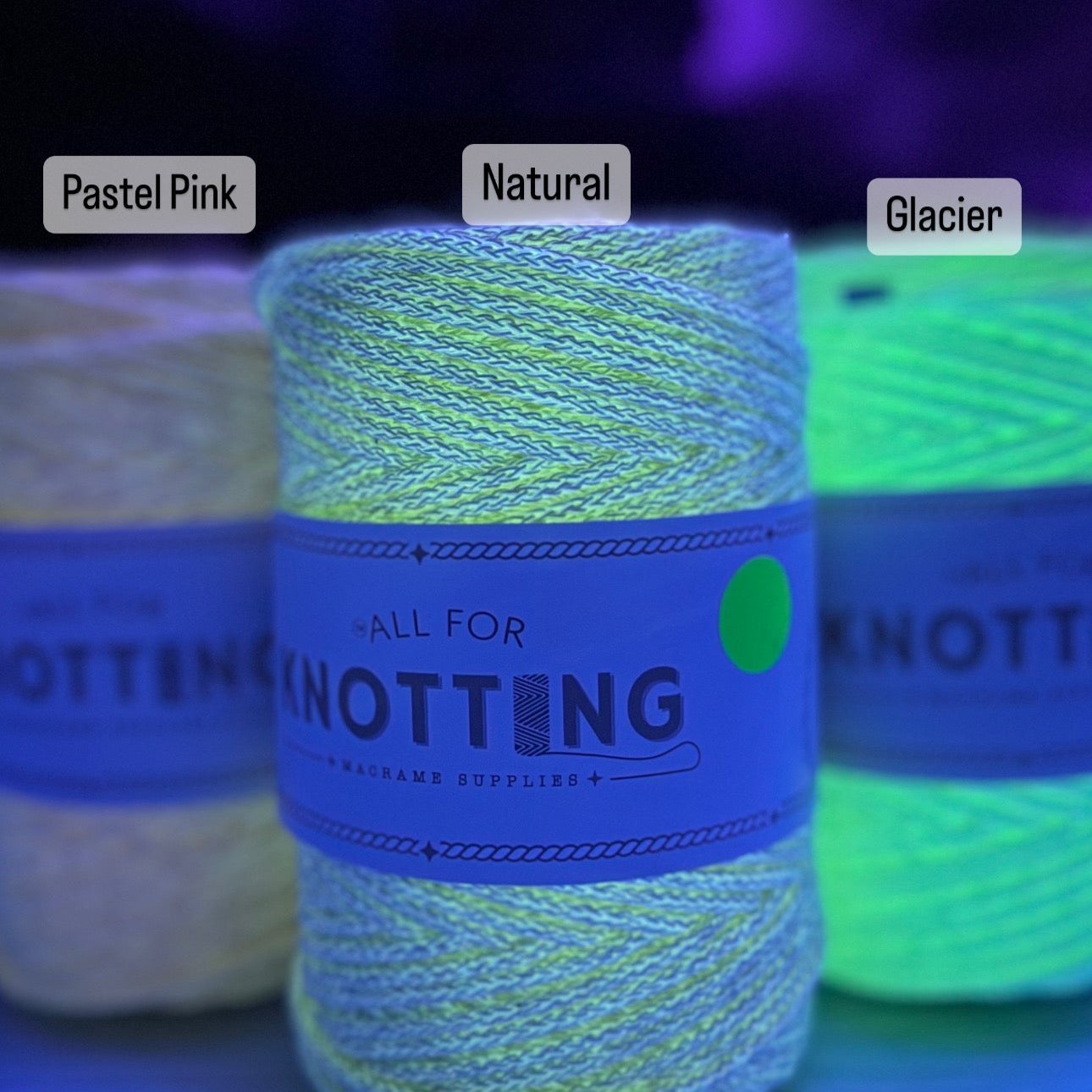 BRAIDED GLOW IN THE DARK 3.5mm Macrame Cord | Braided Cord - All for Knotting LLC