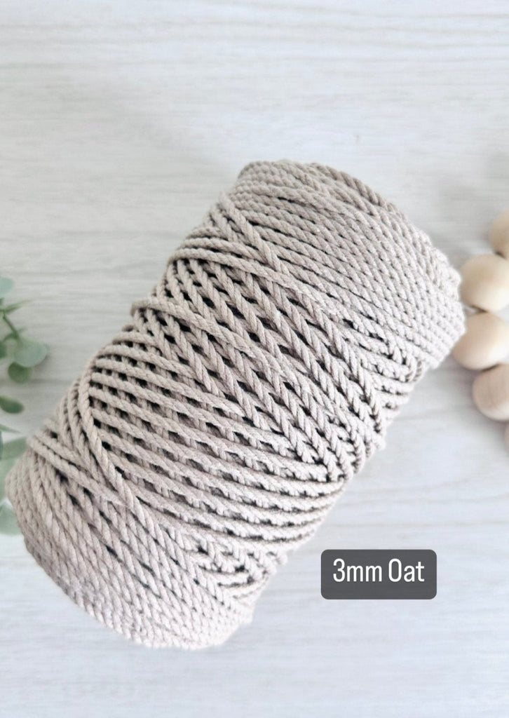 Recycled Cotton Rope For Macrame & Weaving - 3mm 3ply