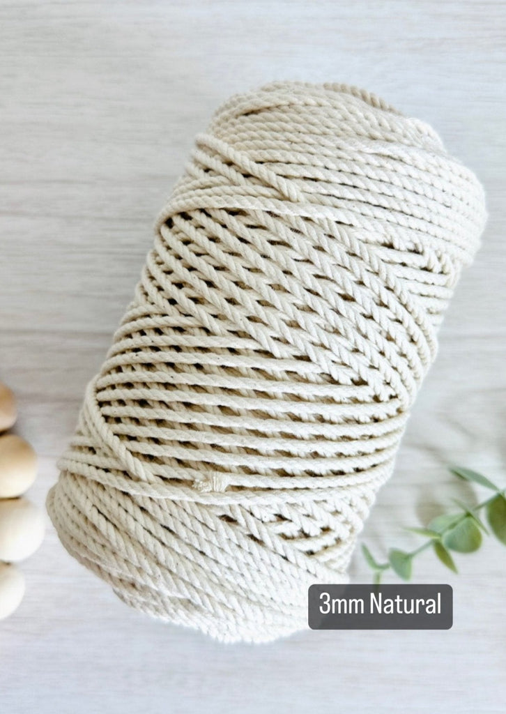 3ply TWISTED RECYCLED COTTON ROPE, Macrame 3ply Rope, Macrame Suppli