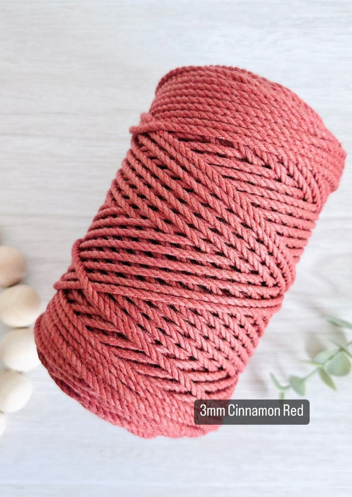 3ply TWISTED RECYCLED COTTON ROPE | Macrame 3ply Rope | Macrame Supplies - All for Knotting LLC