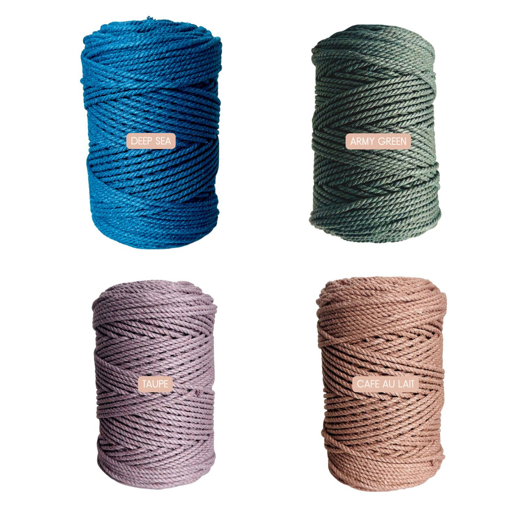 3ply TWISTED RECYCLED COTTON ROPE, Macrame 3ply Rope, Macrame Suppli