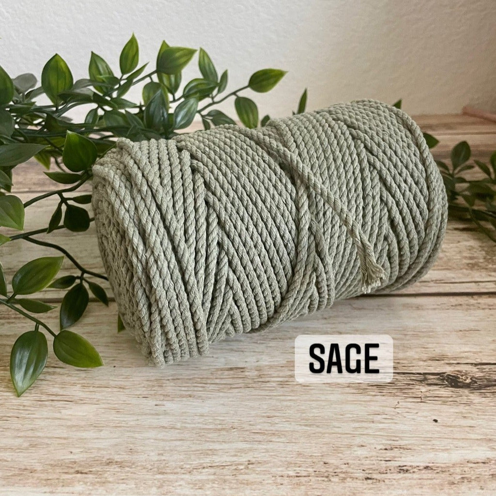 4mm 3ply RECYCLED TWISTED ROPE | Macrame 3ply Rope - All for Knotting LLC