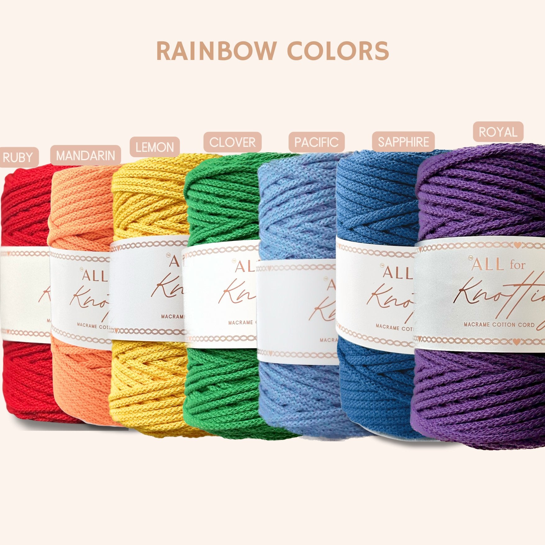 AFK Braided Cord | Macrame Cotton Cord | 37 Beautiful Colors - All for Knotting LLC