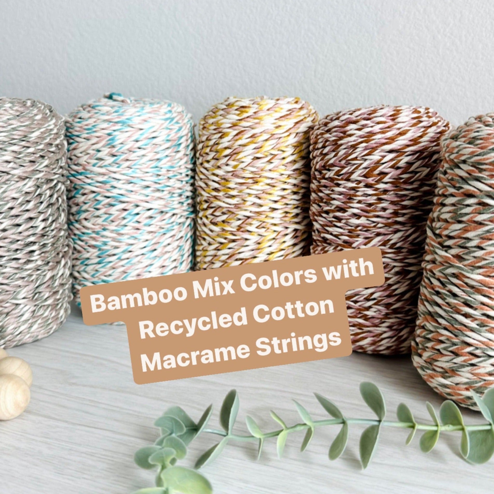 BAMBOO MIX COLORS | 3mm AND 5mm Bamboo Single Strand Macrame Cord - All for Knotting LLC