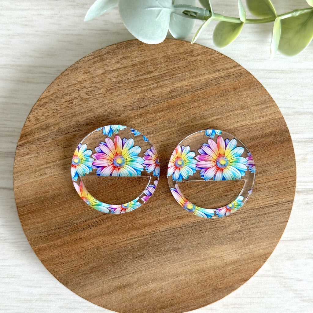 COLORFUL DAISIES Macrame Earring Blanks | Acrylic Earring Blanks - All for Knotting LLC
