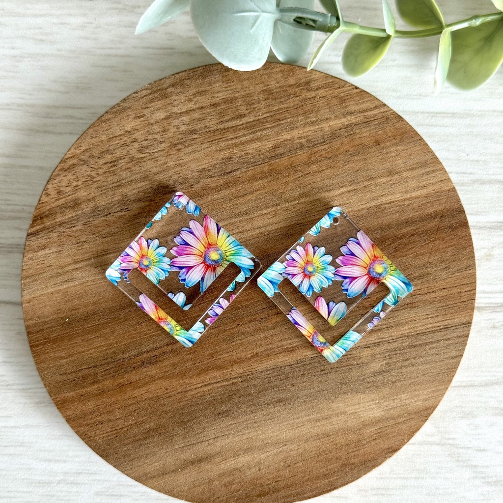 COLORFUL DAISIES Macrame Earring Blanks | Acrylic Earring Blanks - All for Knotting LLC