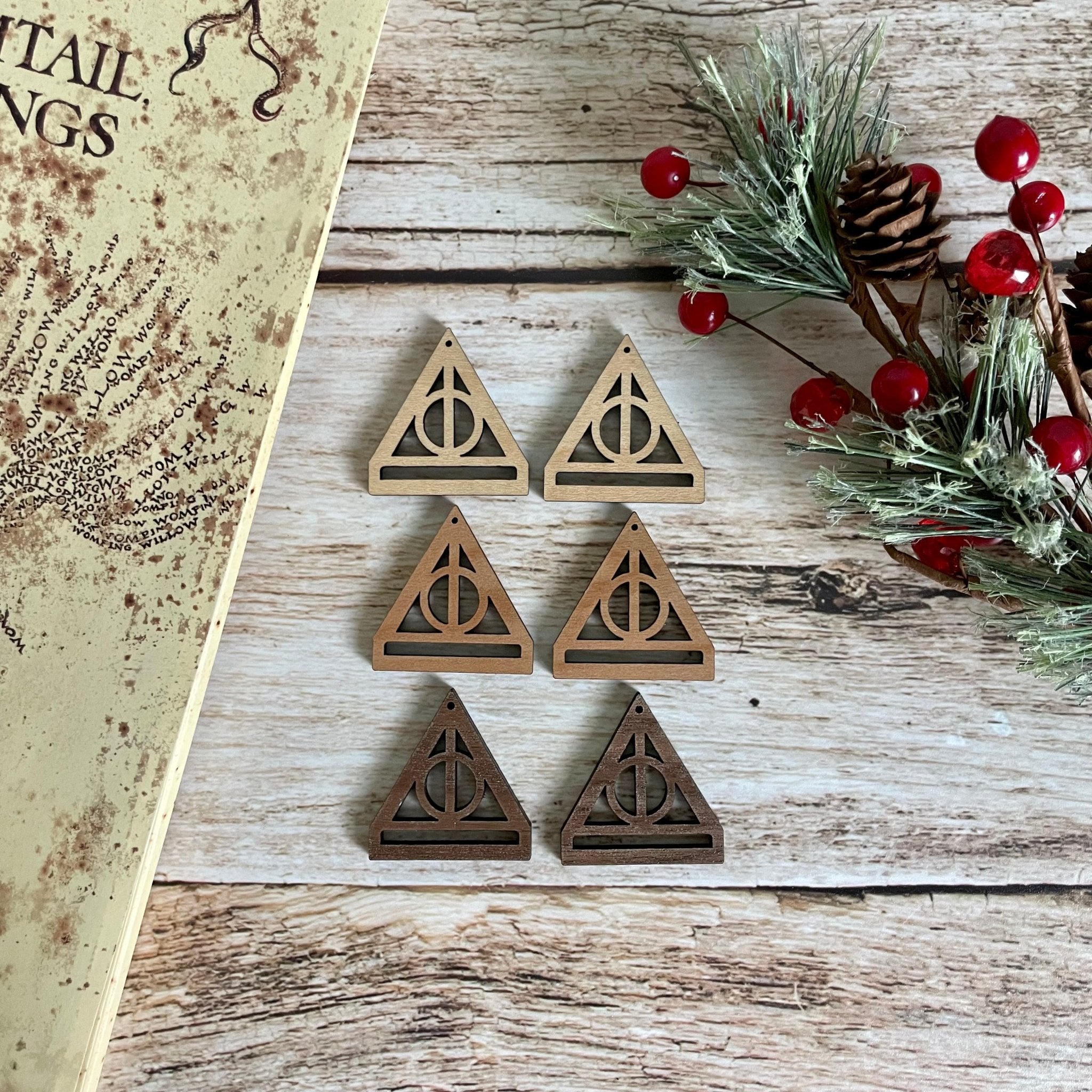 DEATHLY HALLOW EARRING BLANKS | Wooden Earring Blanks - All for Knotting LLC