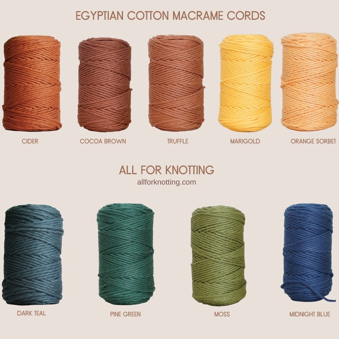 EGYPTIAN GIZA COTTON Half KG | 3mm Single Strand Macrame Cord - All for Knotting LLC