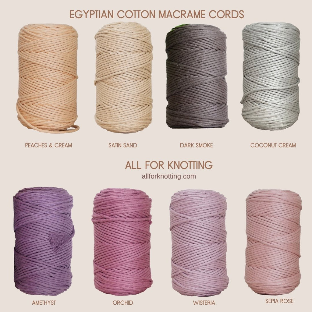 EGYPTIAN GIZA COTTON Half KG | 3mm Single Strand Macrame Cord - All for Knotting LLC