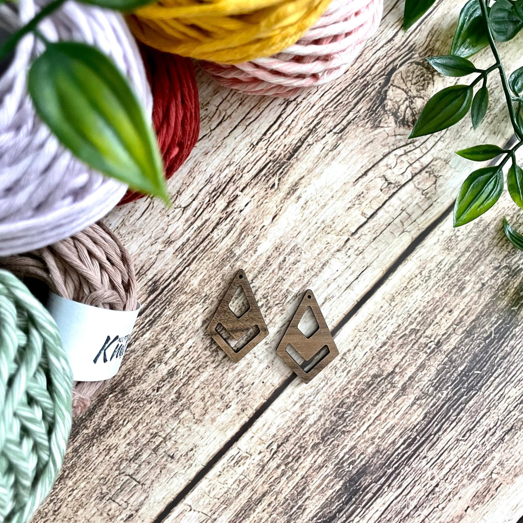 ELONGATED DIAMOND 2 TIERED| Wooden Earring Blanks - All for Knotting LLC