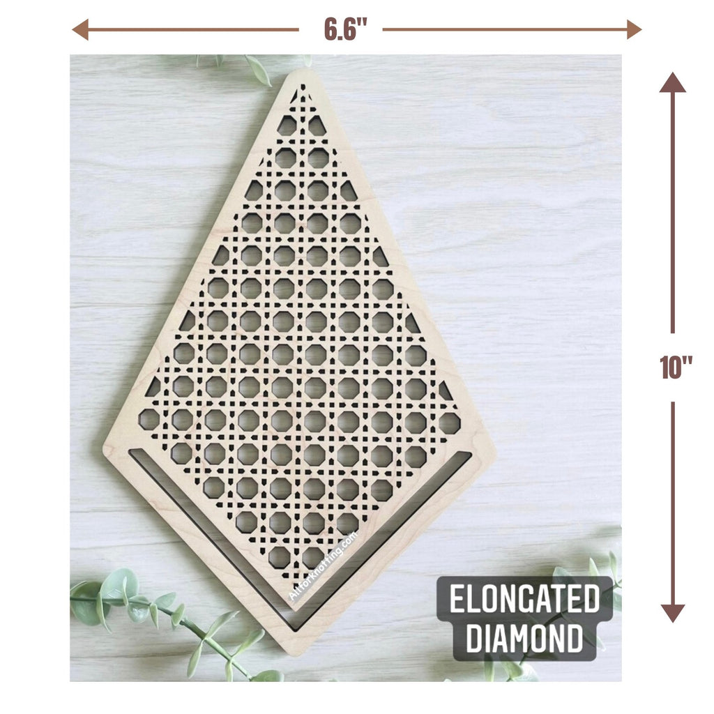 ELONGATED DIAMOND RATTAN CANE WOODEN FRAME | Macrame Wooden Frames - All for Knotting LLC