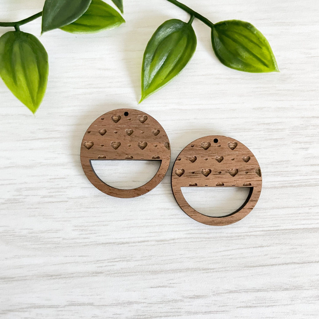 ENGRAVED HEARTS | Wooden Earring Blanks - All for Knotting LLC