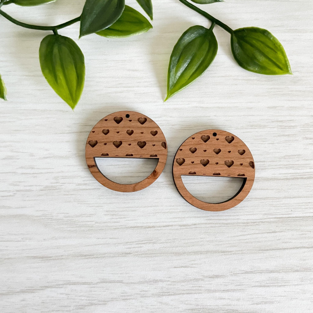 ENGRAVED HEARTS | Wooden Earring Blanks - All for Knotting LLC