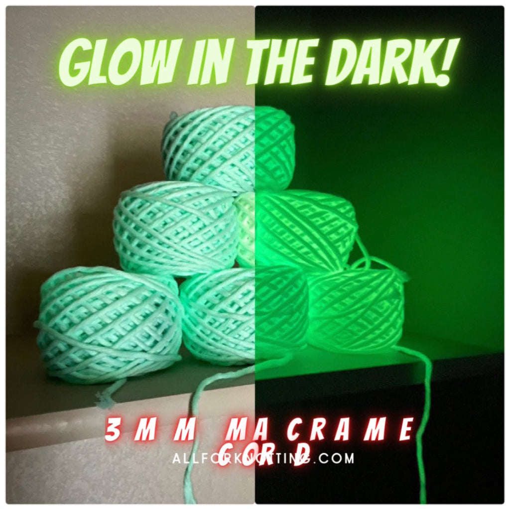 GLOW IN THE DARK 3mm Macrame Cord / 3mm Single Strand - All for Knotting LLC