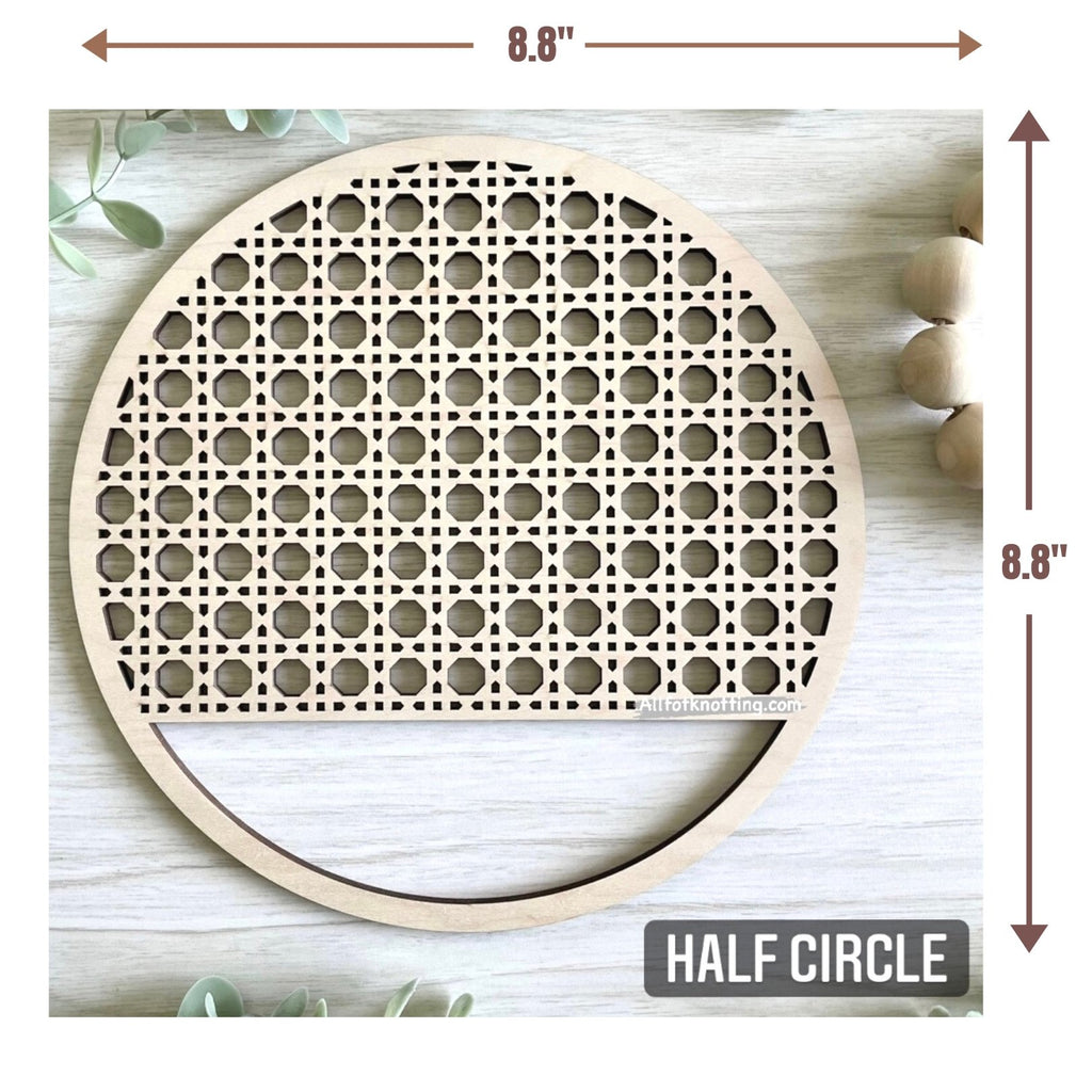 HALF CIRCLE RATTAN CANE WOODEN FRAME | Macrame Wooden Frames - All for Knotting LLC