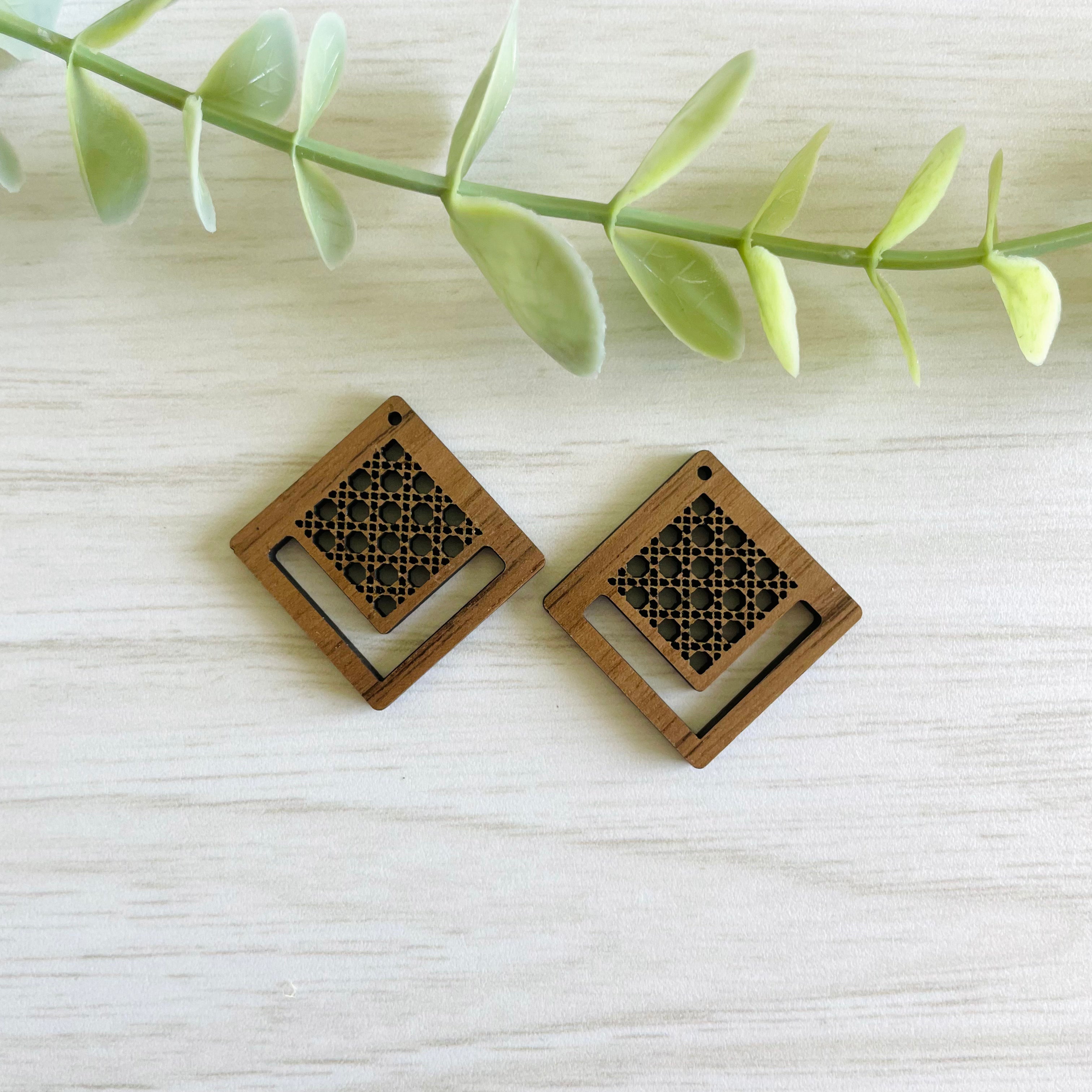 RATTAN CANE MACRAME EARRING BLANKS  | Macrame Wooden Earring Blanks