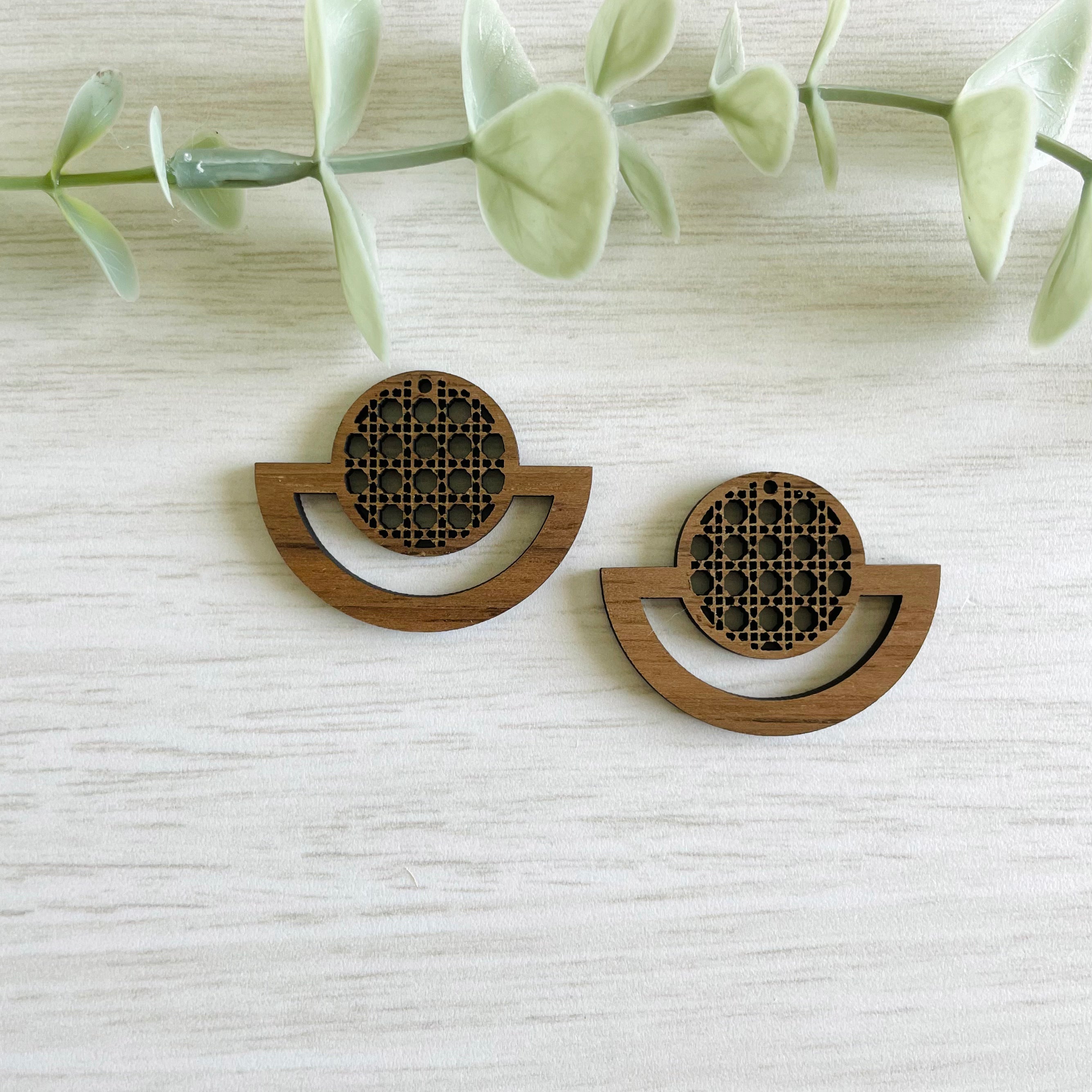 RATTAN CANE MACRAME EARRING BLANKS  | Macrame Wooden Earring Blanks