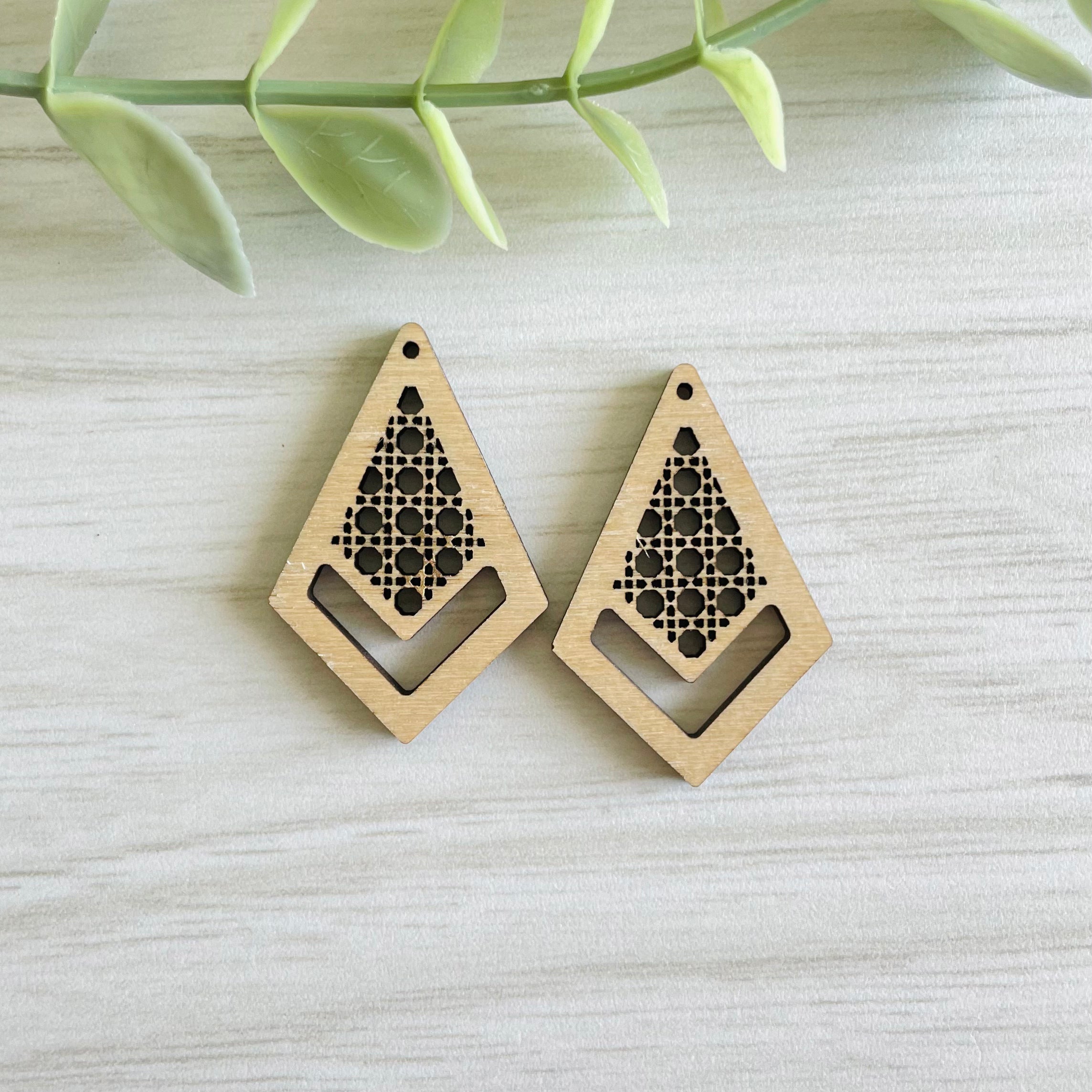 RATTAN CANE MACRAME EARRING BLANKS  | Macrame Wooden Earring Blanks