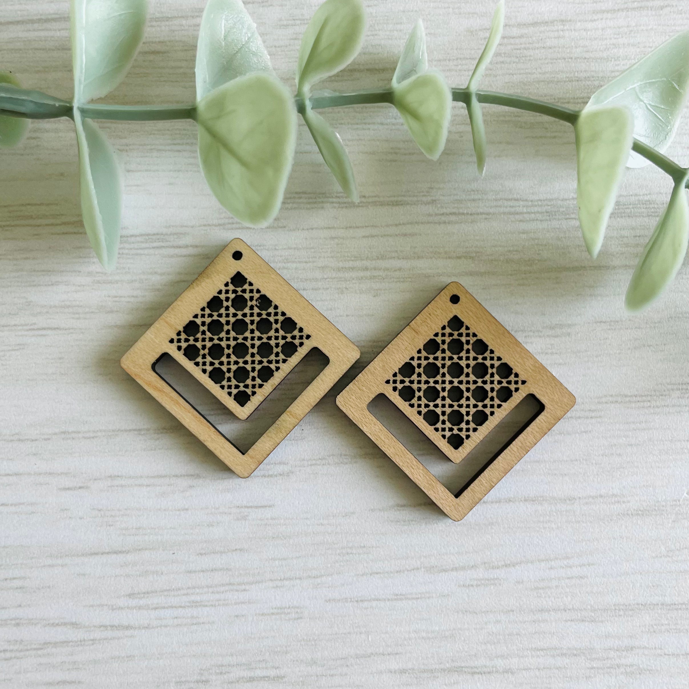 RATTAN CANE MACRAME EARRING BLANKS  | Macrame Wooden Earring Blanks