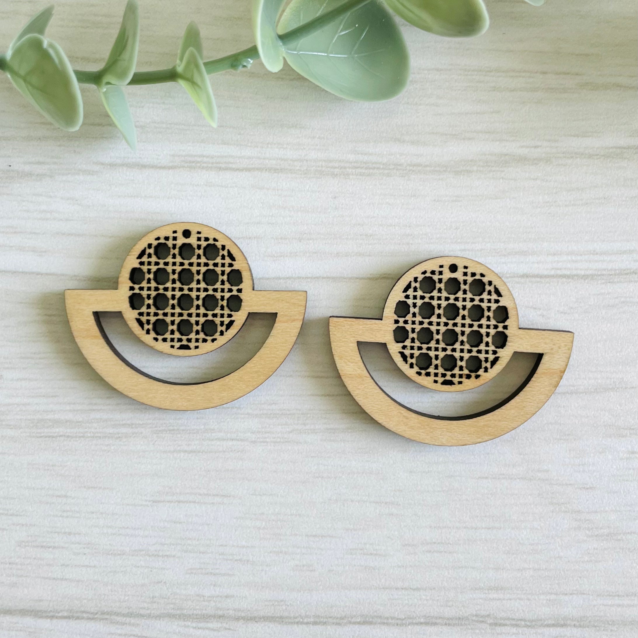 RATTAN CANE MACRAME EARRING BLANKS  | Macrame Wooden Earring Blanks