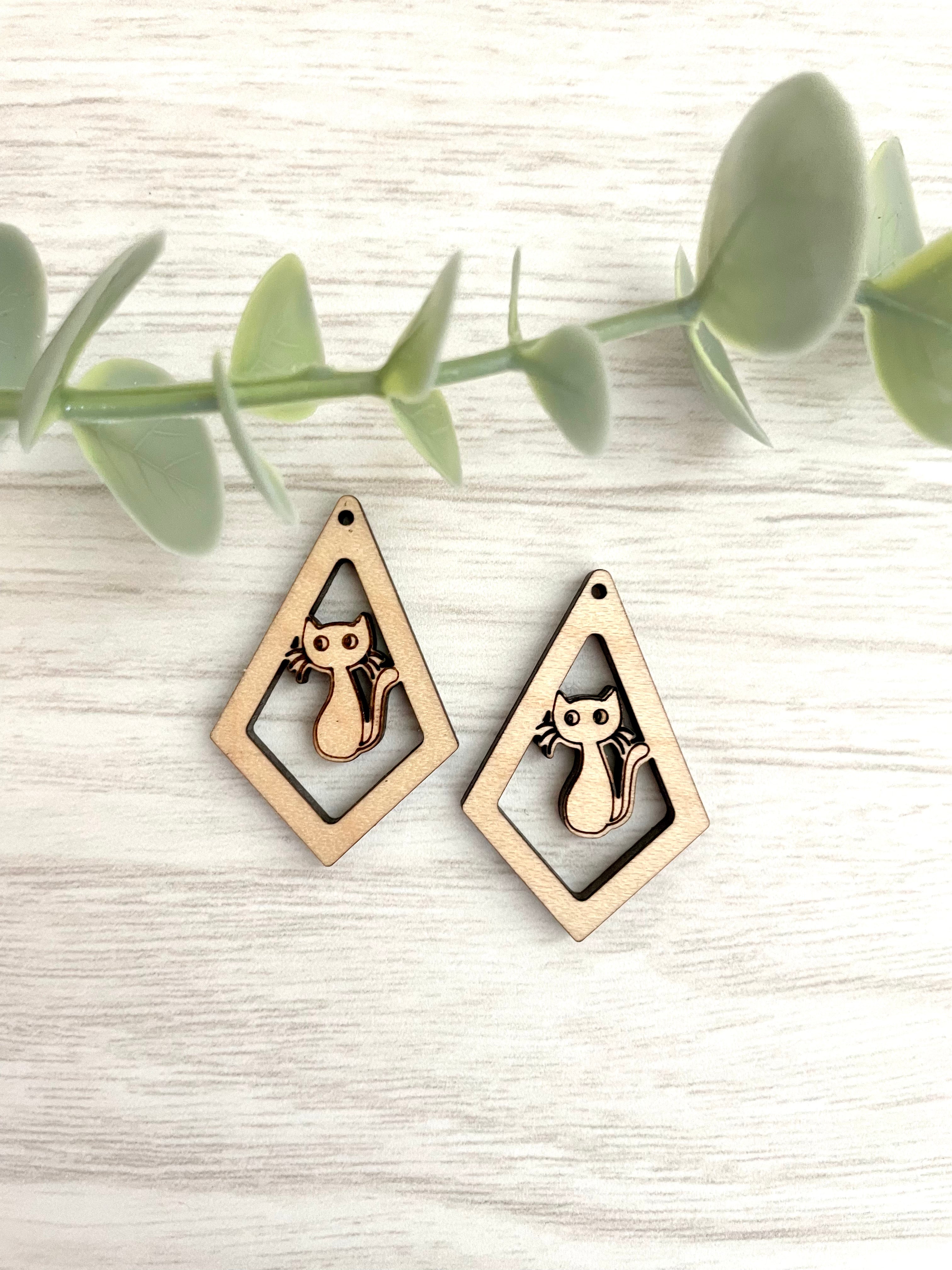 HALLOWEEN ELONGATED DIAMOND | Wooden Earring Blanks