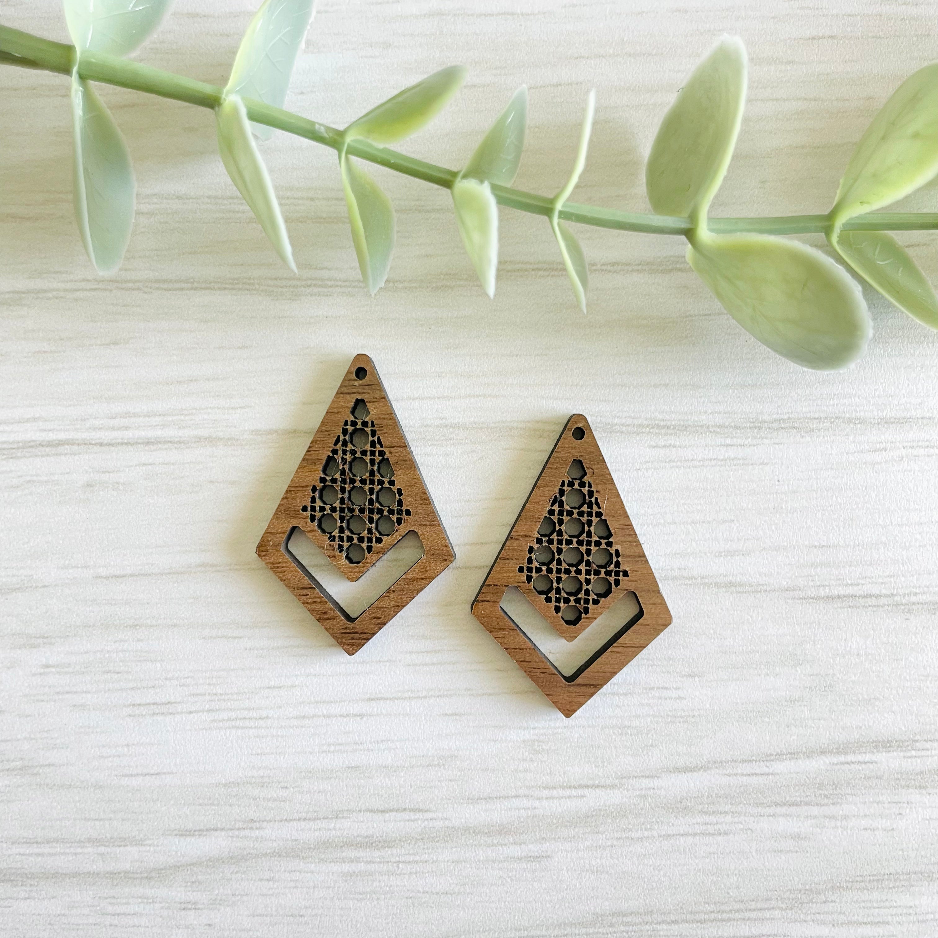 RATTAN CANE MACRAME EARRING BLANKS  | Macrame Wooden Earring Blanks