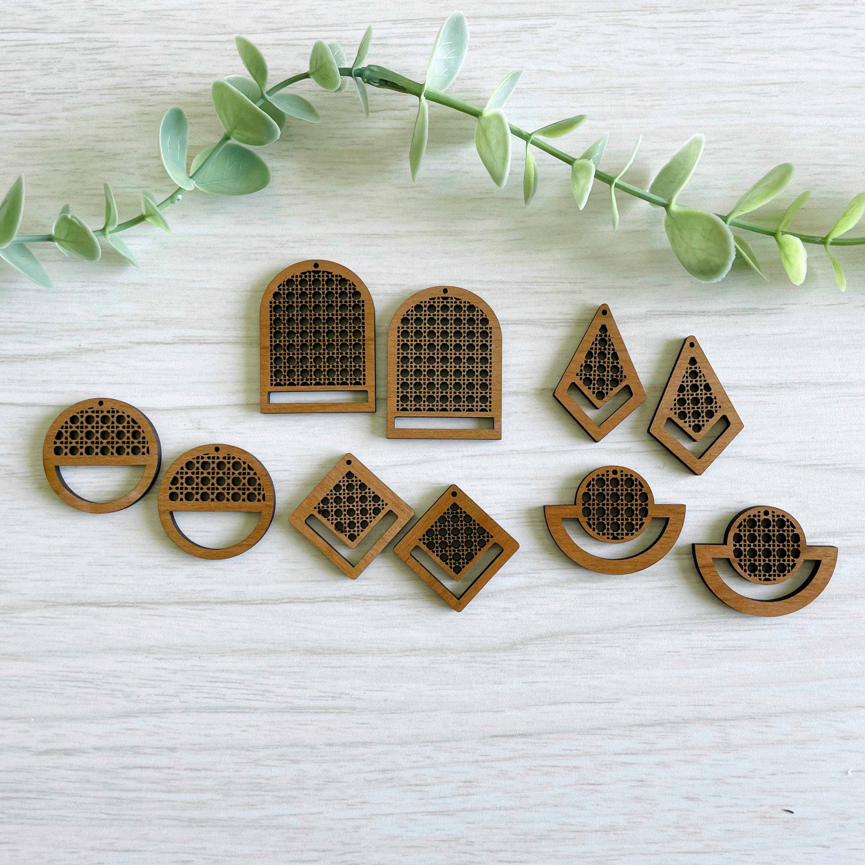 RATTAN CANE MACRAME EARRING BLANKS  | Macrame Wooden Earring Blanks