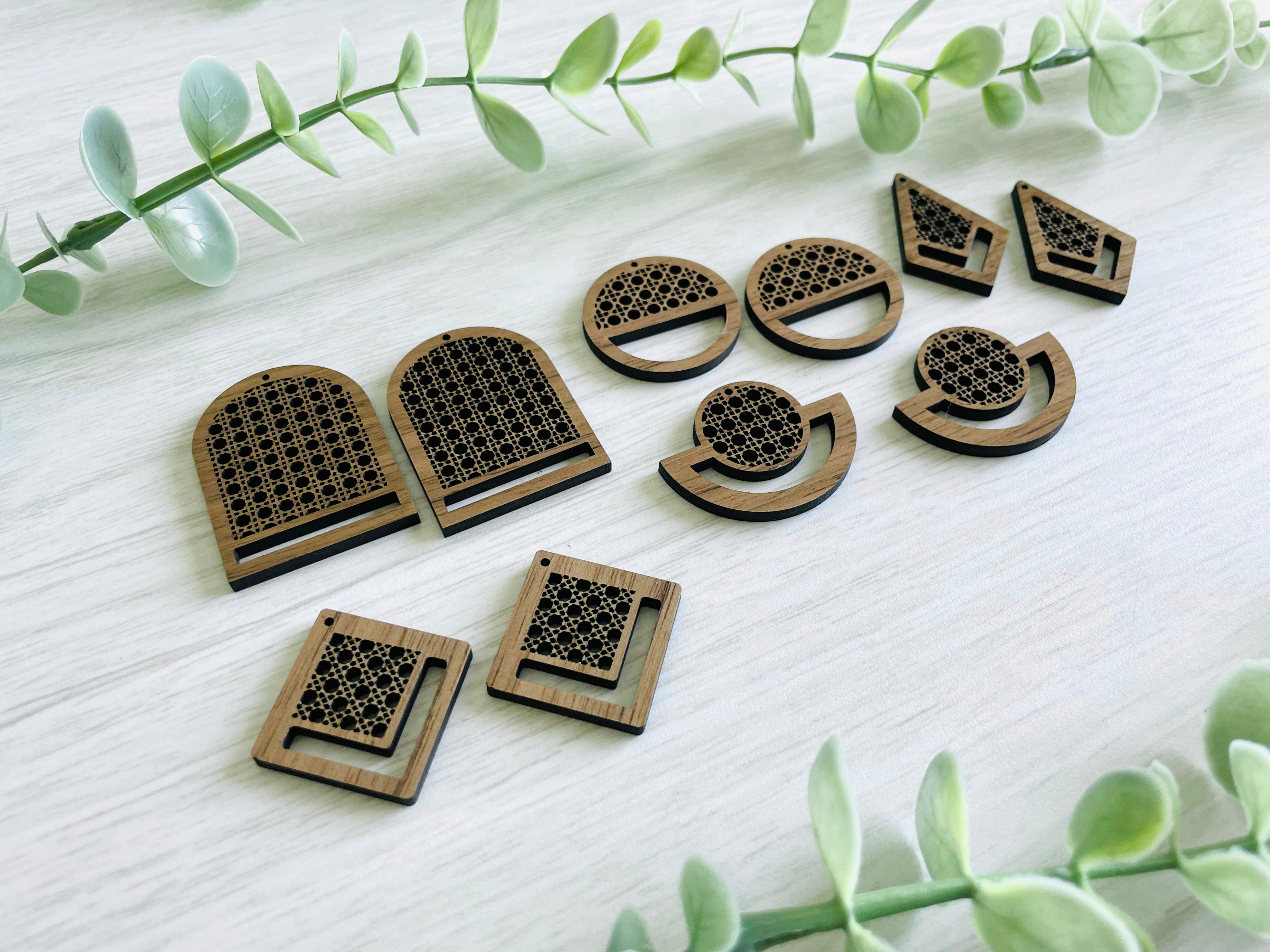 RATTAN CANE MACRAME EARRING BLANKS  | Macrame Wooden Earring Blanks