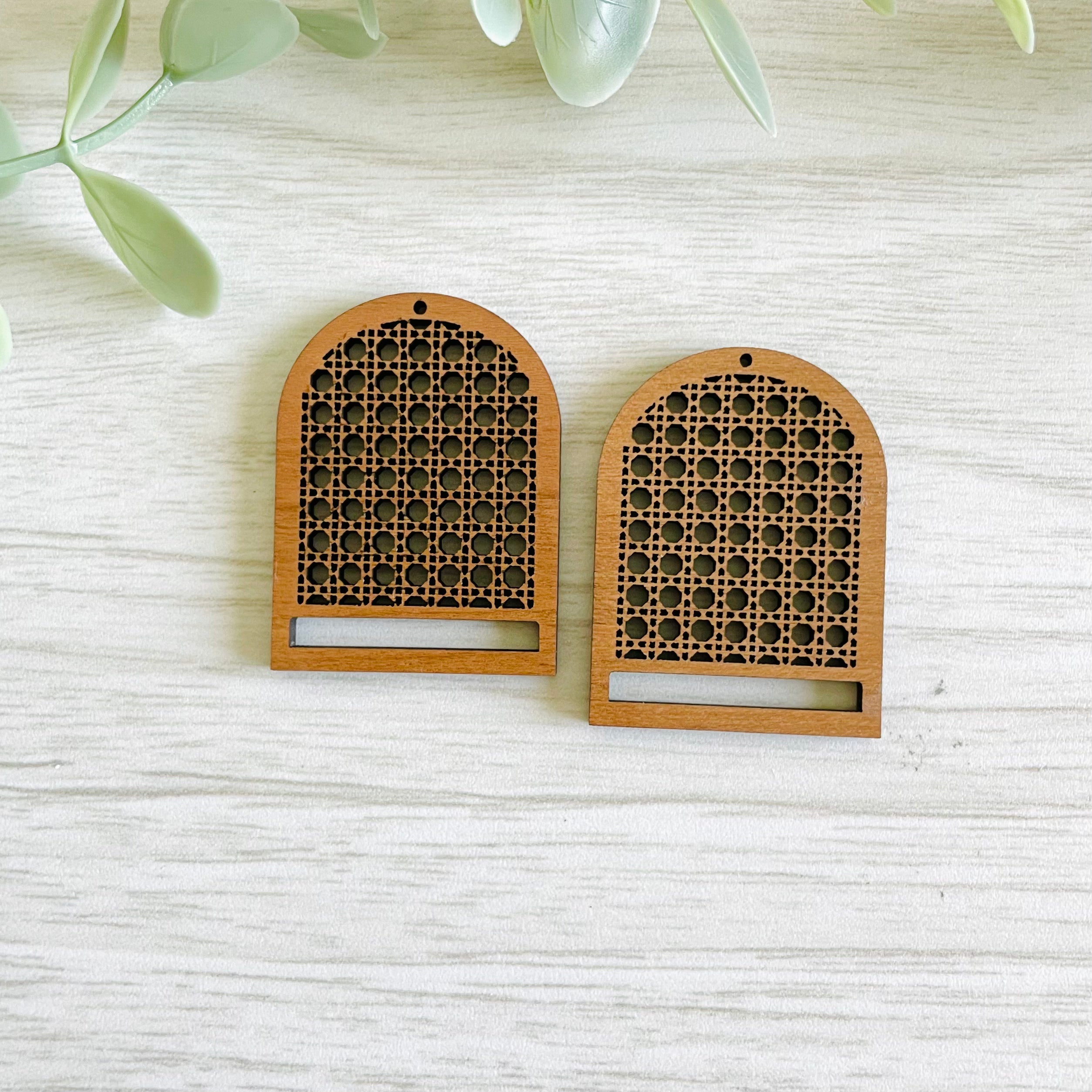 RATTAN CANE MACRAME EARRING BLANKS  | Macrame Wooden Earring Blanks