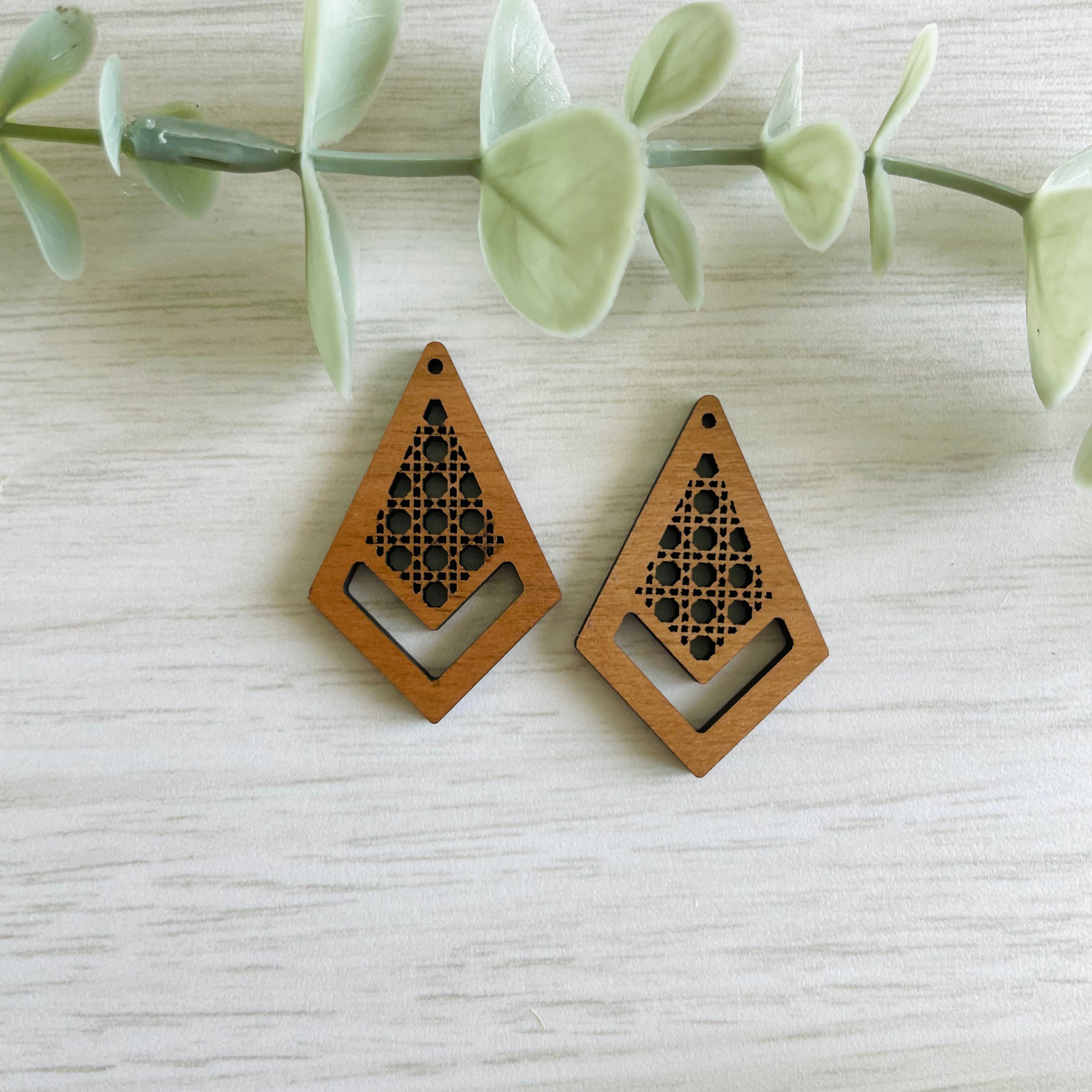RATTAN CANE MACRAME EARRING BLANKS  | Macrame Wooden Earring Blanks