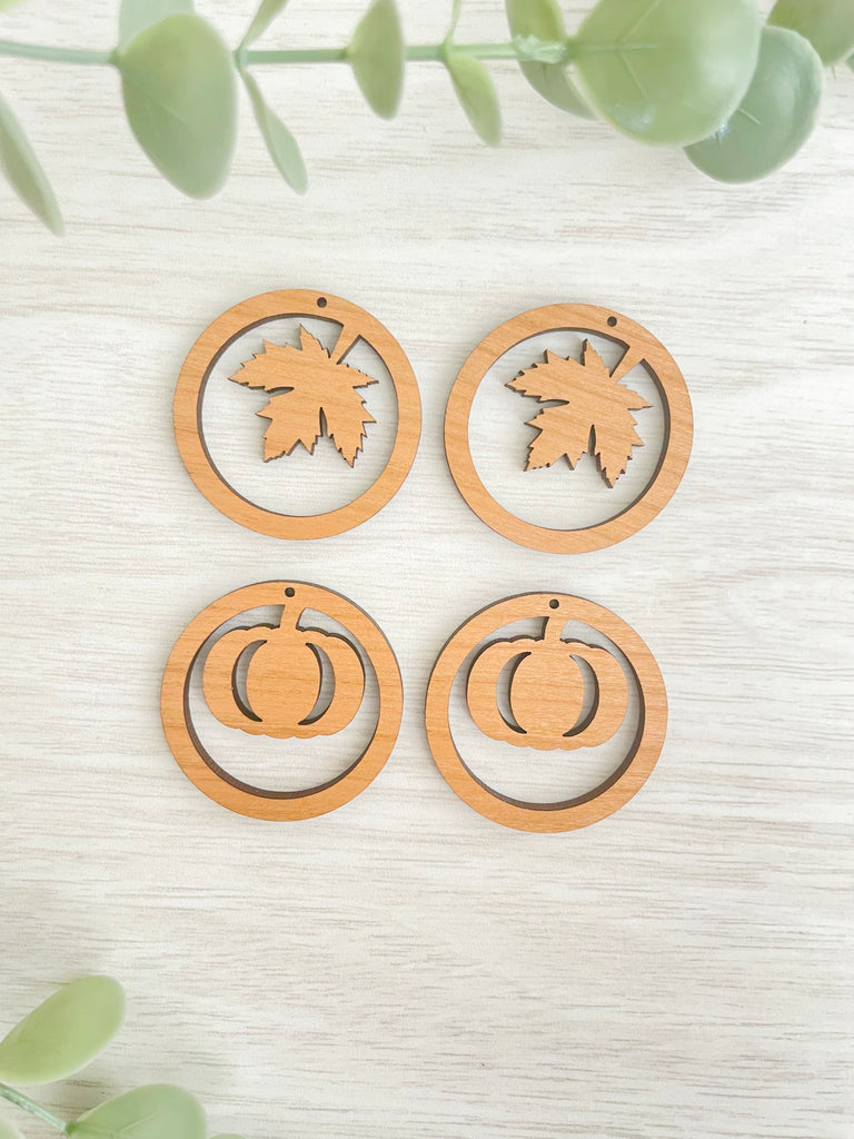 MAPLE LEAF AND PUMPKIN MACRAME EARRING BLANKS  | Macrame Wooden Earring Blanks
