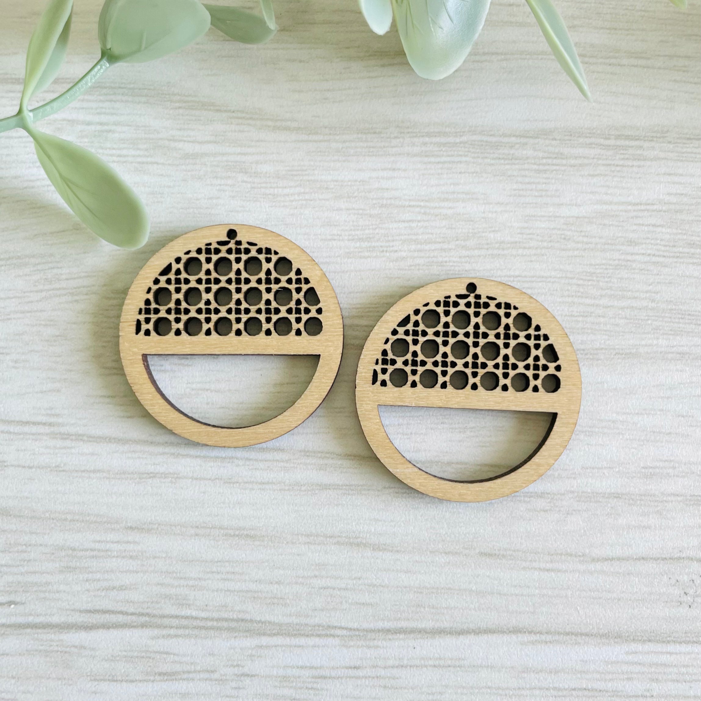 RATTAN CANE MACRAME EARRING BLANKS  | Macrame Wooden Earring Blanks