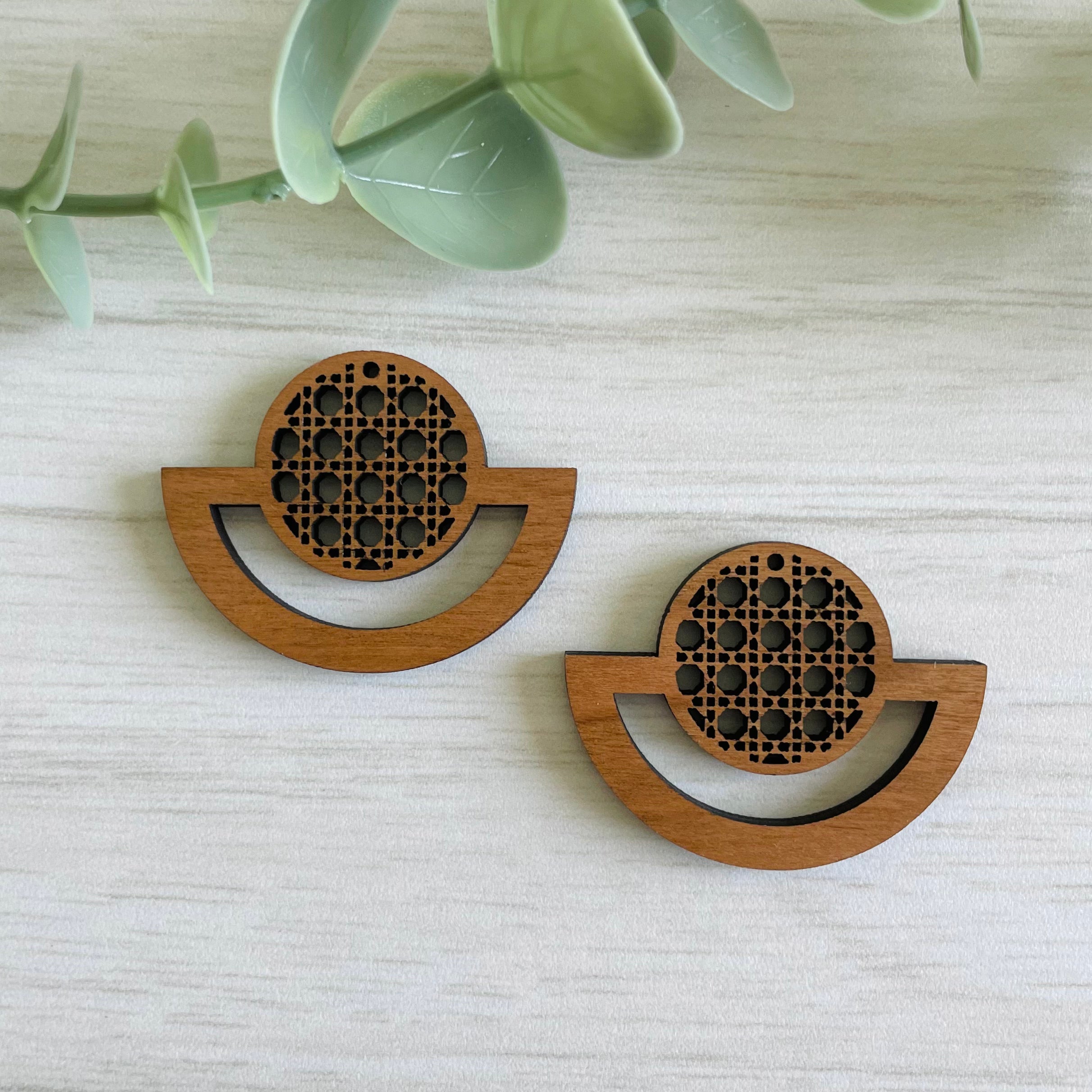 RATTAN CANE MACRAME EARRING BLANKS  | Macrame Wooden Earring Blanks