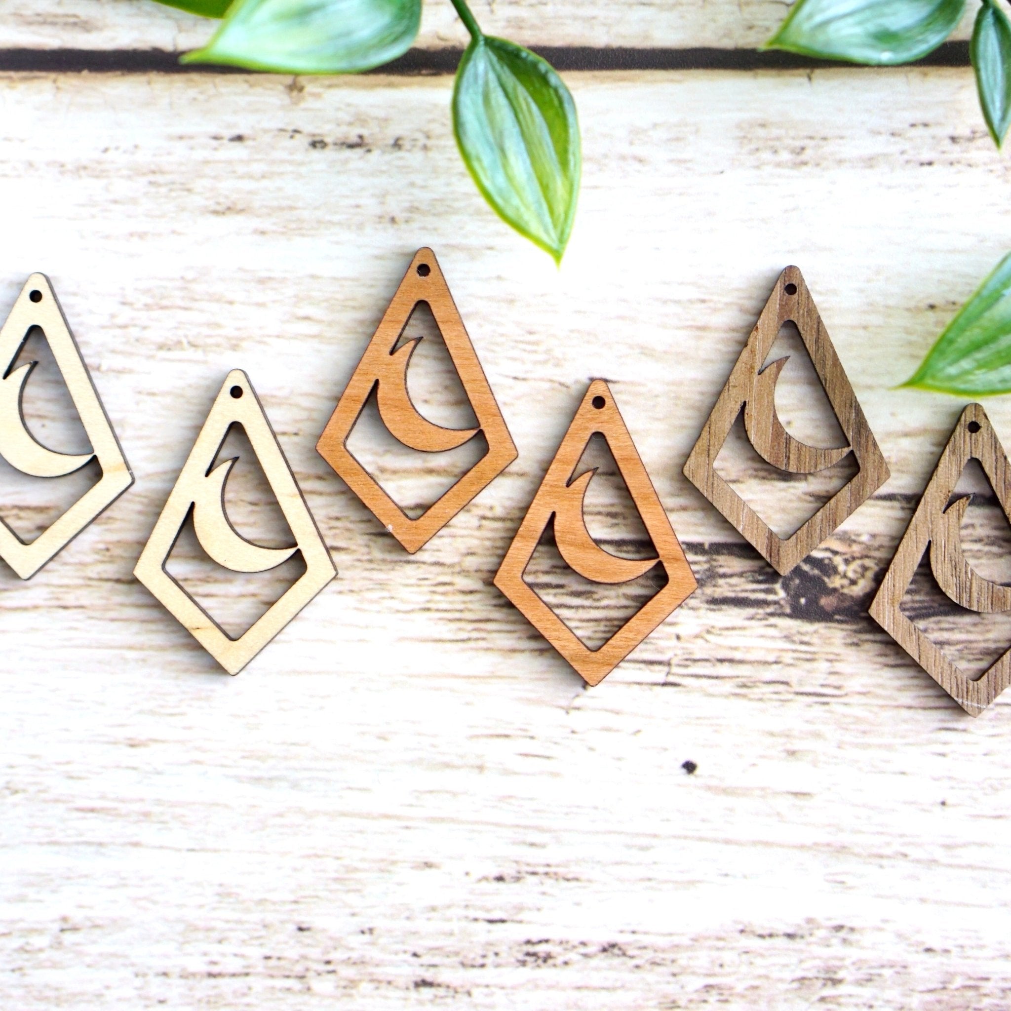 MOON ELONGATED DIAMOND | Wooden Earring Blanks - All for Knotting LLC