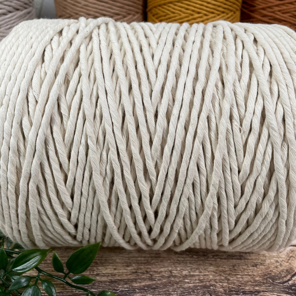 NATURAL BEIGE 2kg | Premium 5mm Single Strand Cotton Cord - All for Knotting LLC