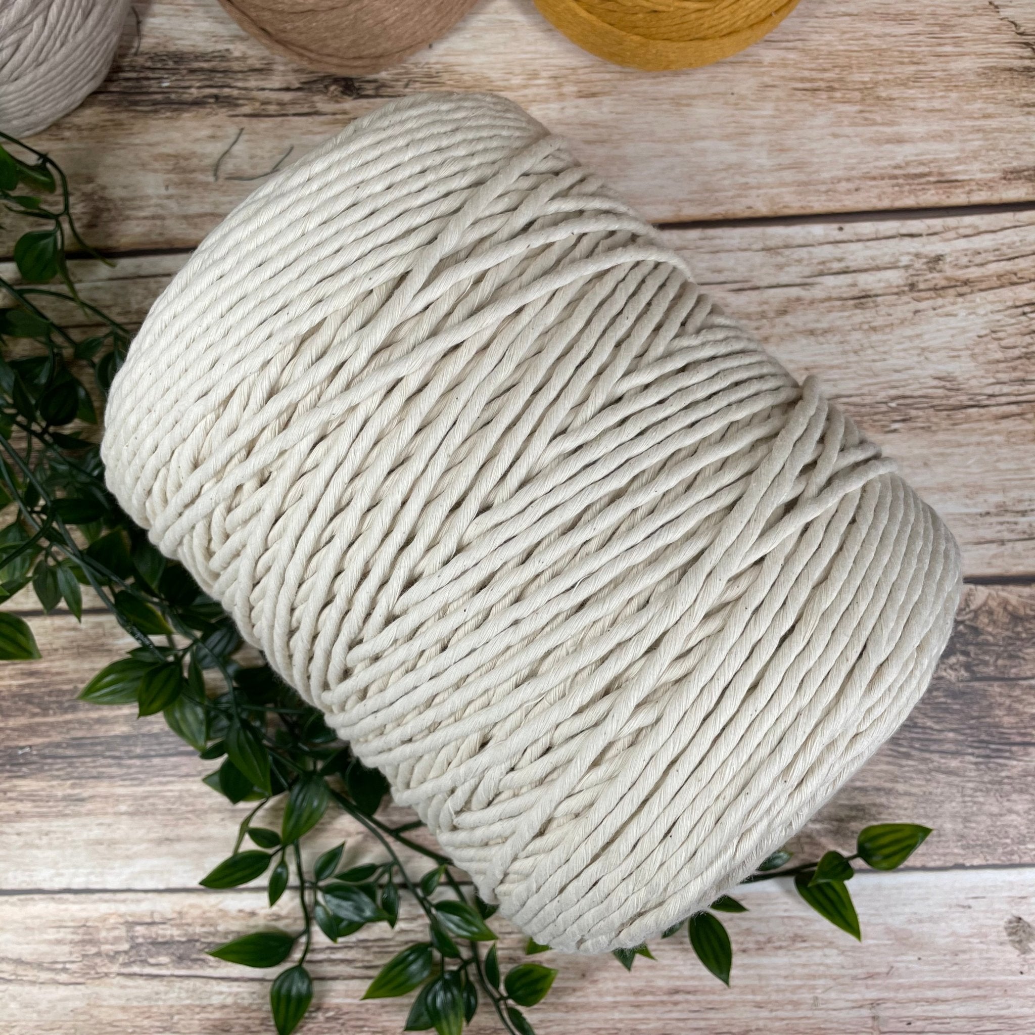 NATURAL BEIGE 2kg | Premium 5mm Single Strand Cotton Cord - All for Knotting LLC